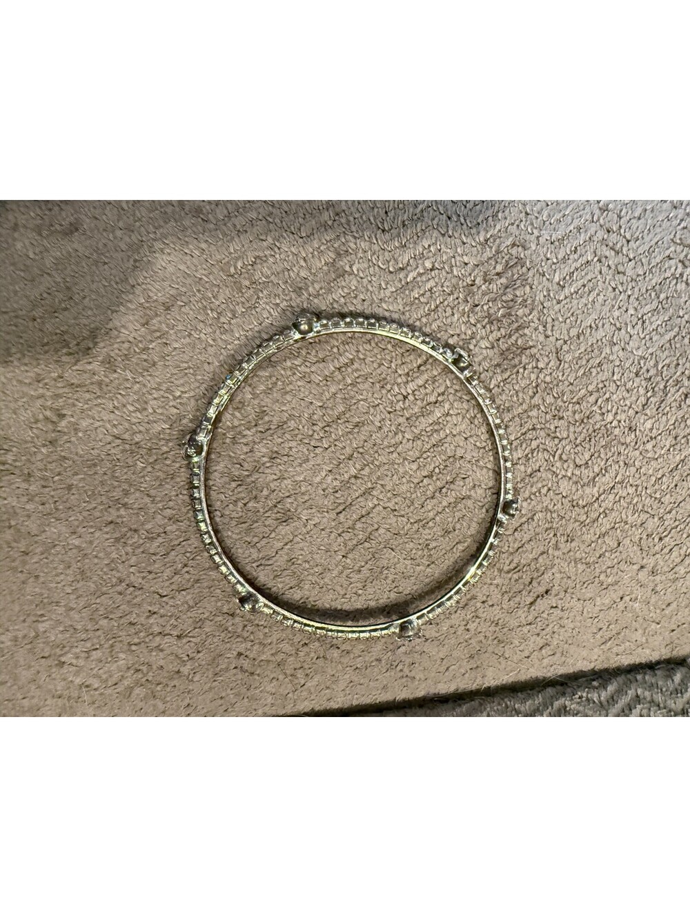 Silver Tone Rhinestone Bangle Bracelet Clear Crystal Station Thin Stackable